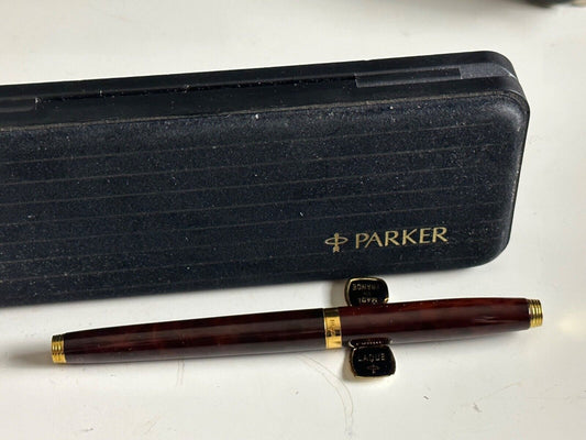 Parker Laque 14C 585 Gold Nib Brown Fountain Pen With Original Box