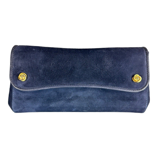 BALLY Blue Suede Sholder Back Gold Applications