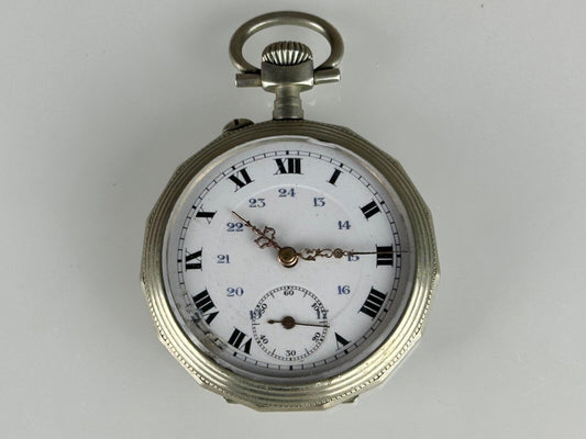 Depose Argentan Pocket Watch Silver 52mm Vintage