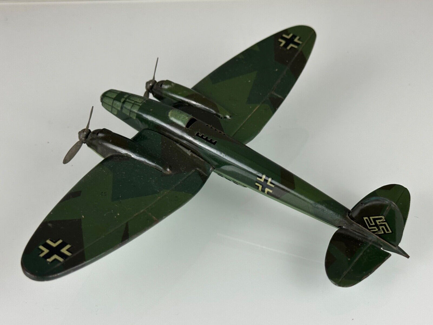 Lehmann Tin Toy Fight Jet Heinkel Green WWII Green 5.5" 30‘s made in Germany